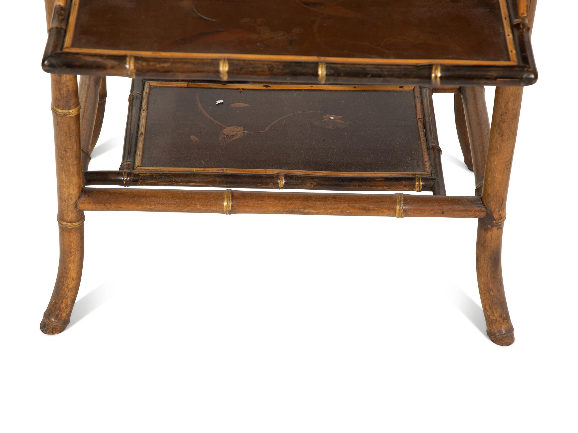 A Victorian Style Lacquer and Bamboo Side Table