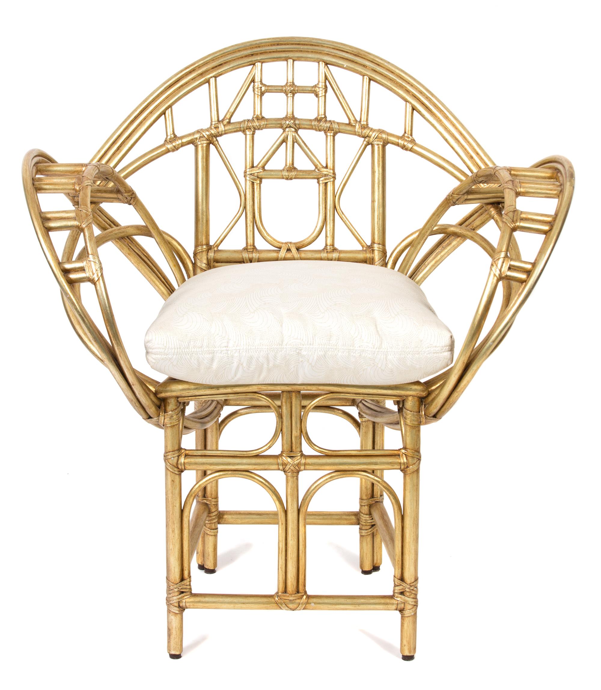 A McGuire Gold Painted Butterfly Chair Height 35 inches. — 20TH CENTURY