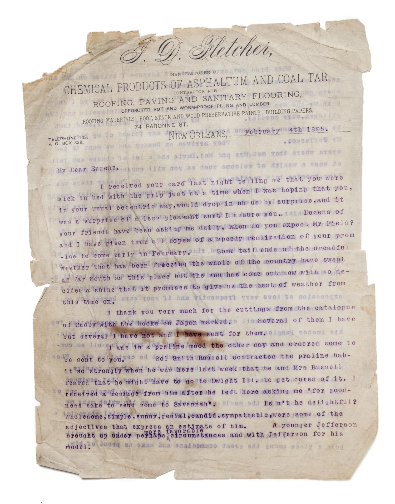 (CHICAGO; FIELD, EUGENE) Archive of coorespondence, 62 items total.