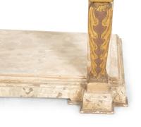 A Pair of French Neoclassical Painted and Parcel Gilt Pier Tables