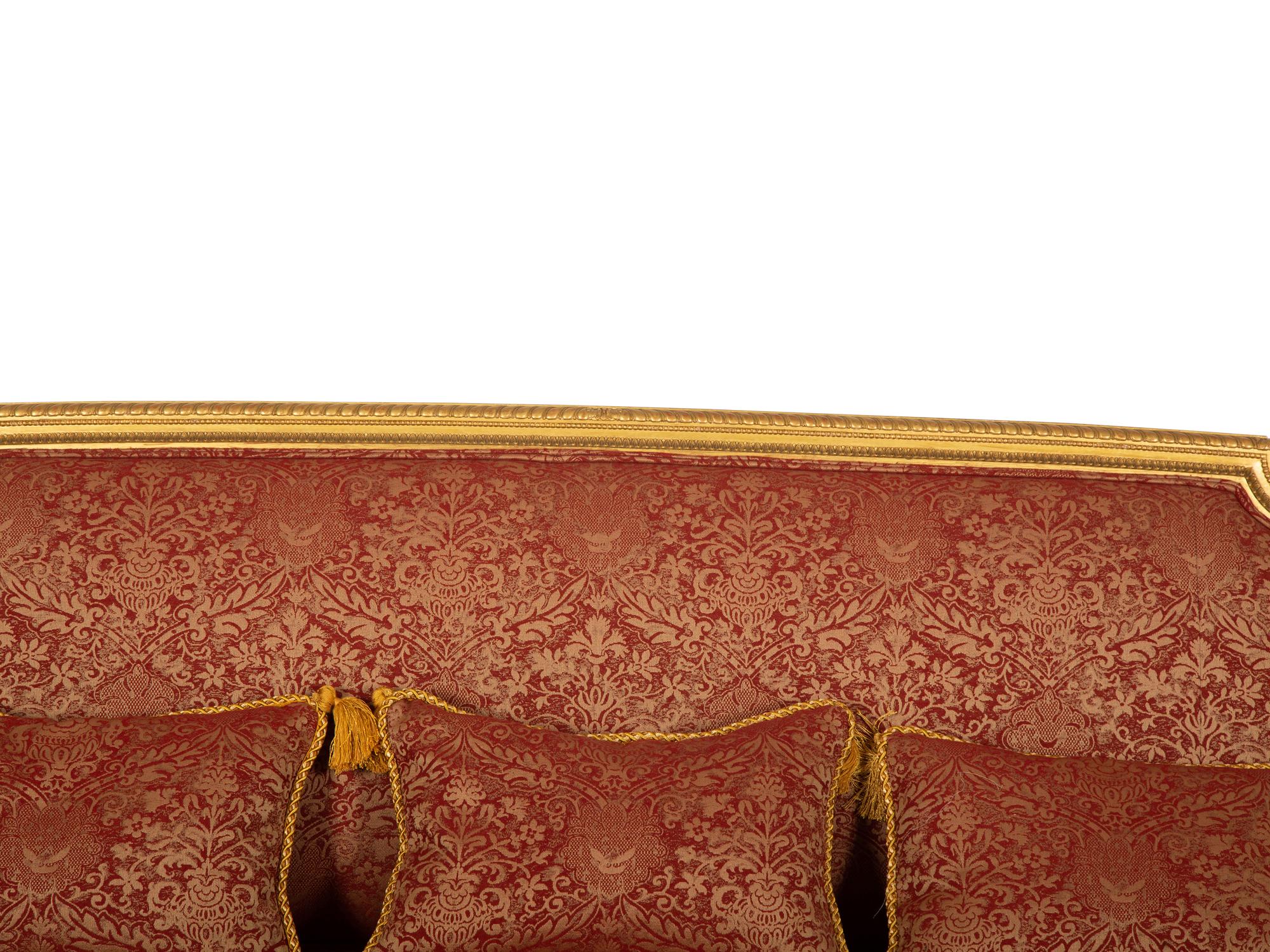 A Louis XVI Style Giltwood Canape