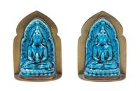 A Pair of Turquoise Glazed Porcelain Steles Height 5 1/4 inches. — KANGXI PERIOD (1662-1722)