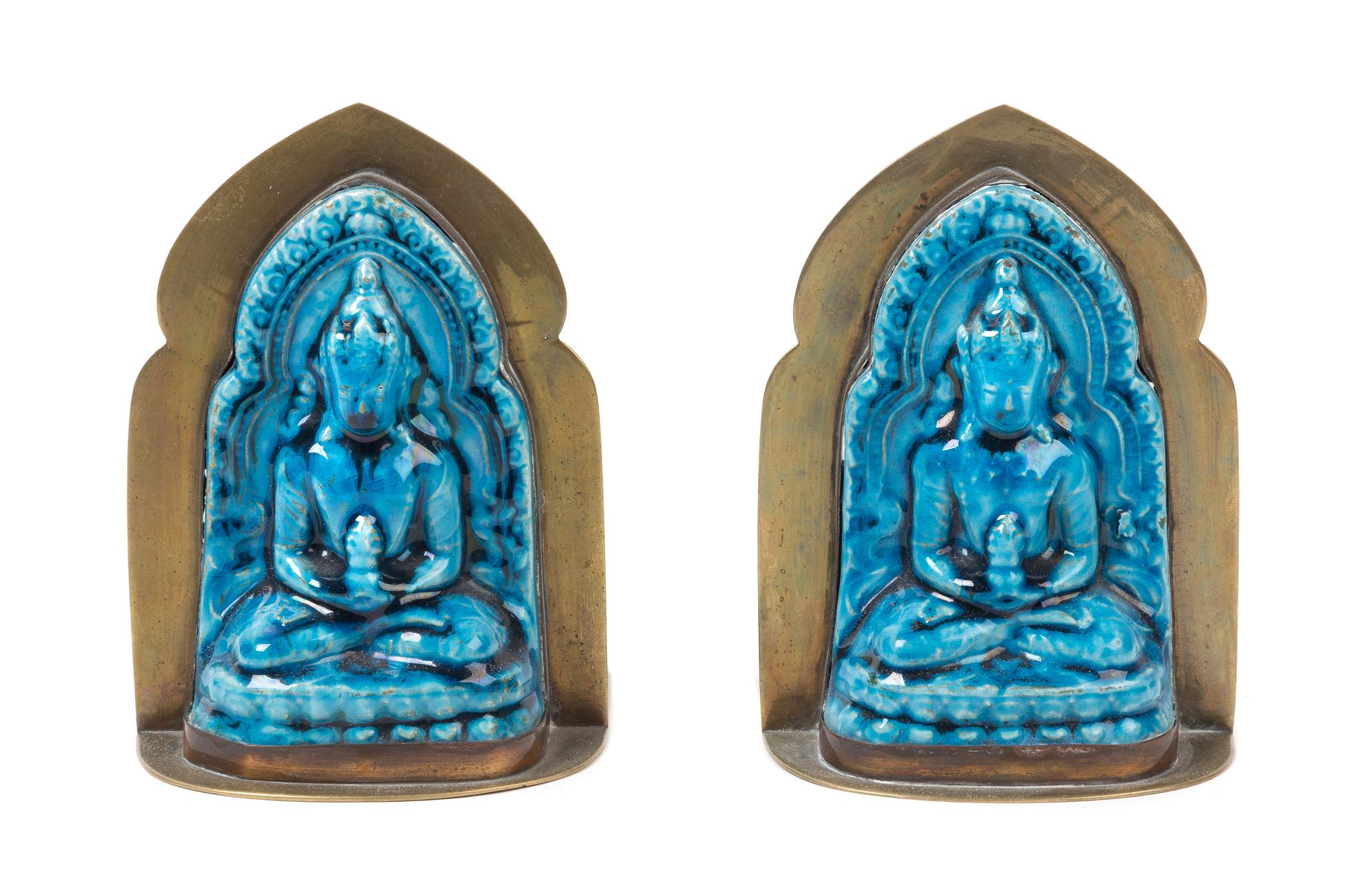 A Pair of Turquoise Glazed Porcelain Steles Height 5 1/4 inches. — KANGXI PERIOD (1662-1722)