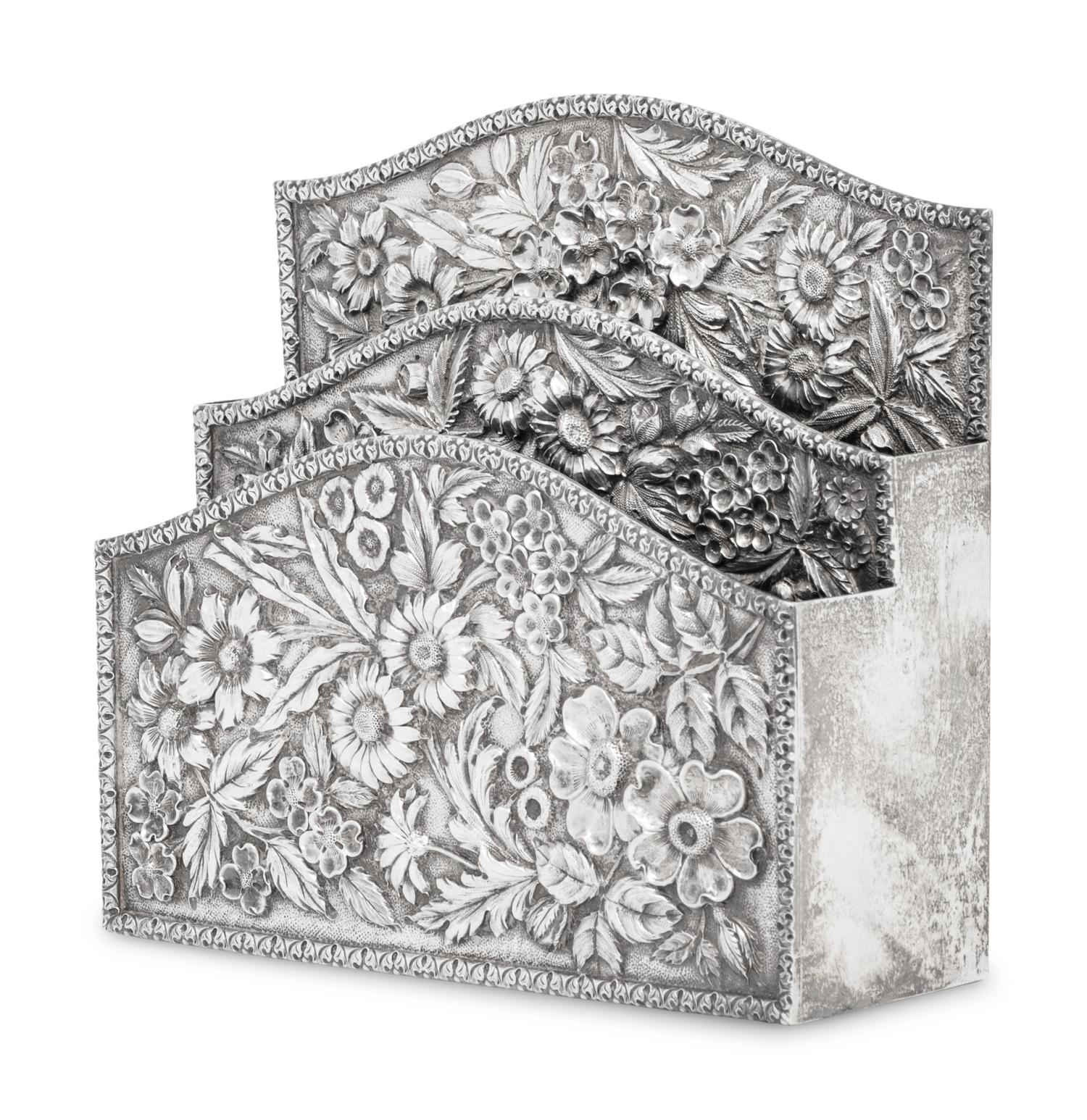 An American Silver Repoussé Letter Organizer