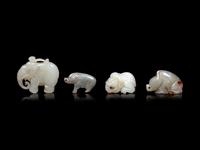 Four Chinese Celadon Jade Carvings of Animals