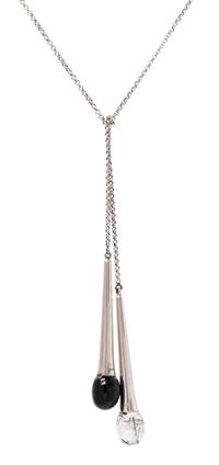 A Sterling Silver, Onyx and Rutilated Quartz 'Tentation Duo' Lariat Necklace, Baccarat, 10.85 dwts.