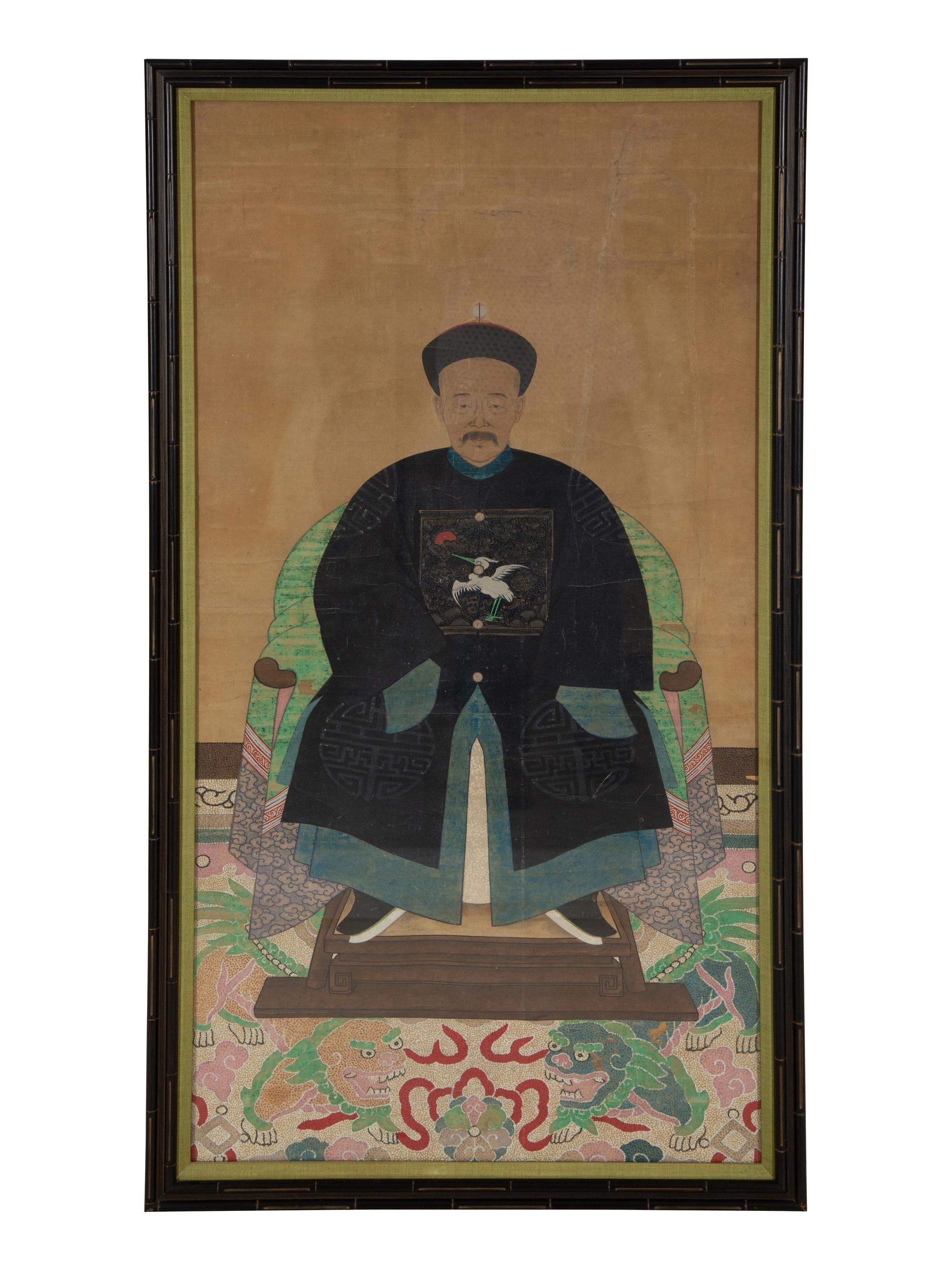 A Pair of Chinese Ancestral Portraits on Paper