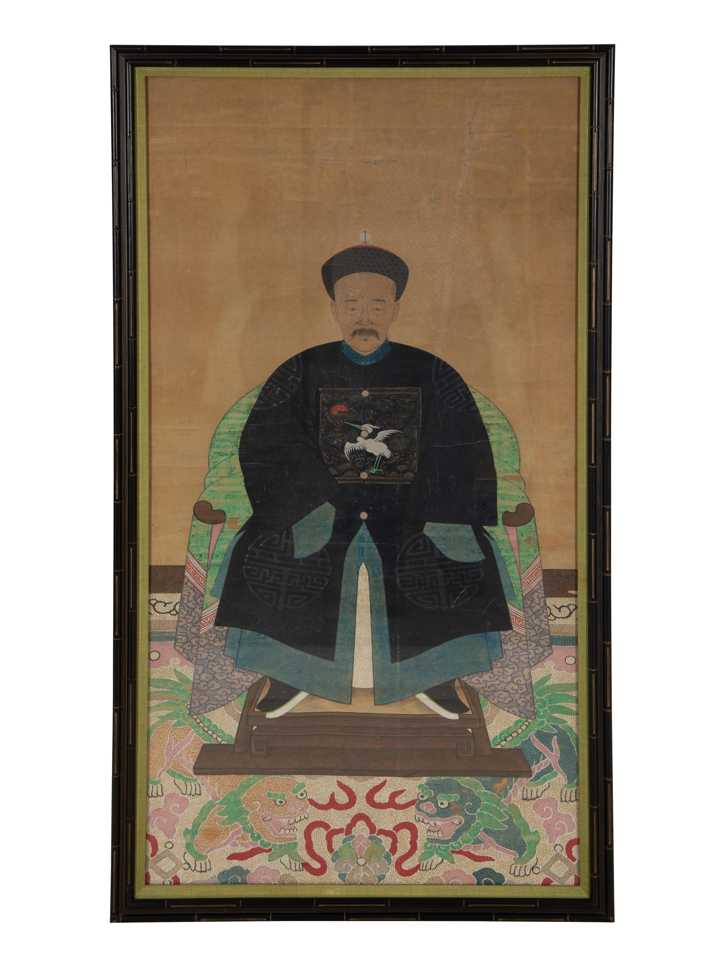 A Pair of Chinese Ancestral Portraits on Paper