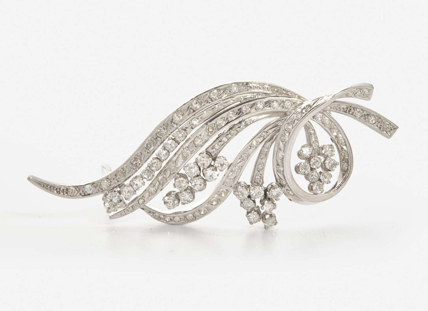 A Platinum and Diamond Brooch