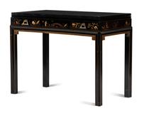 A Lacquer and Paint Decorated Console Table