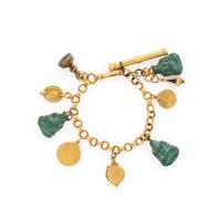 YELLOW GOLD, MULTIGEM, AND ENAMEL CHARM BRACELET