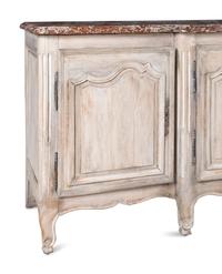 A Louis XV Provincial White Painted Marble-Top Console Cabinet