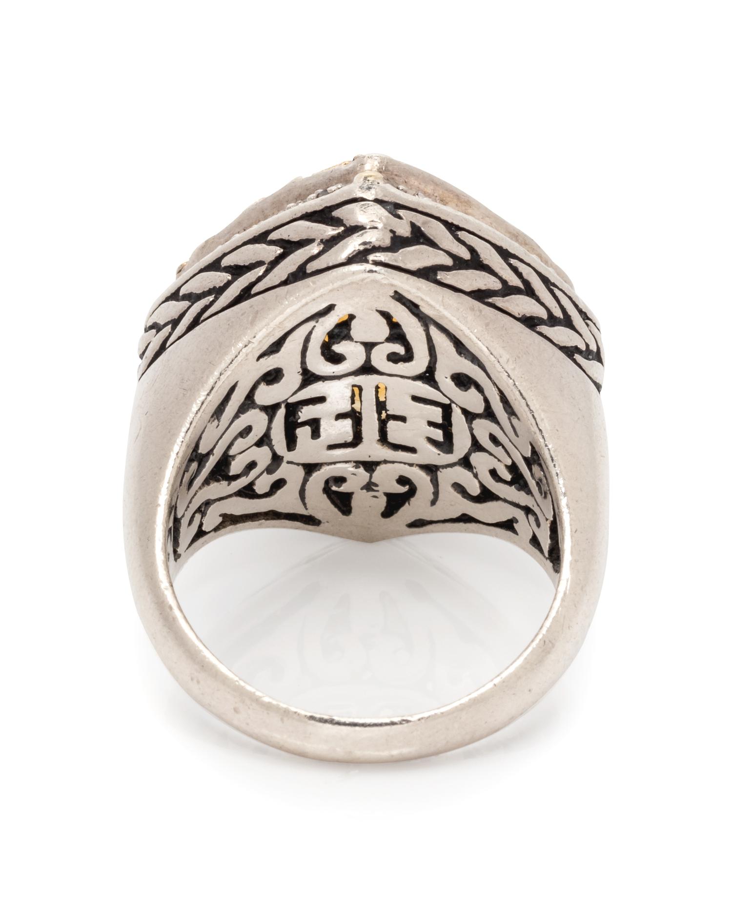 A Sterling Silver, 18 Karat Yellow Gold, Citrine, and Diamond Ring, Effy,