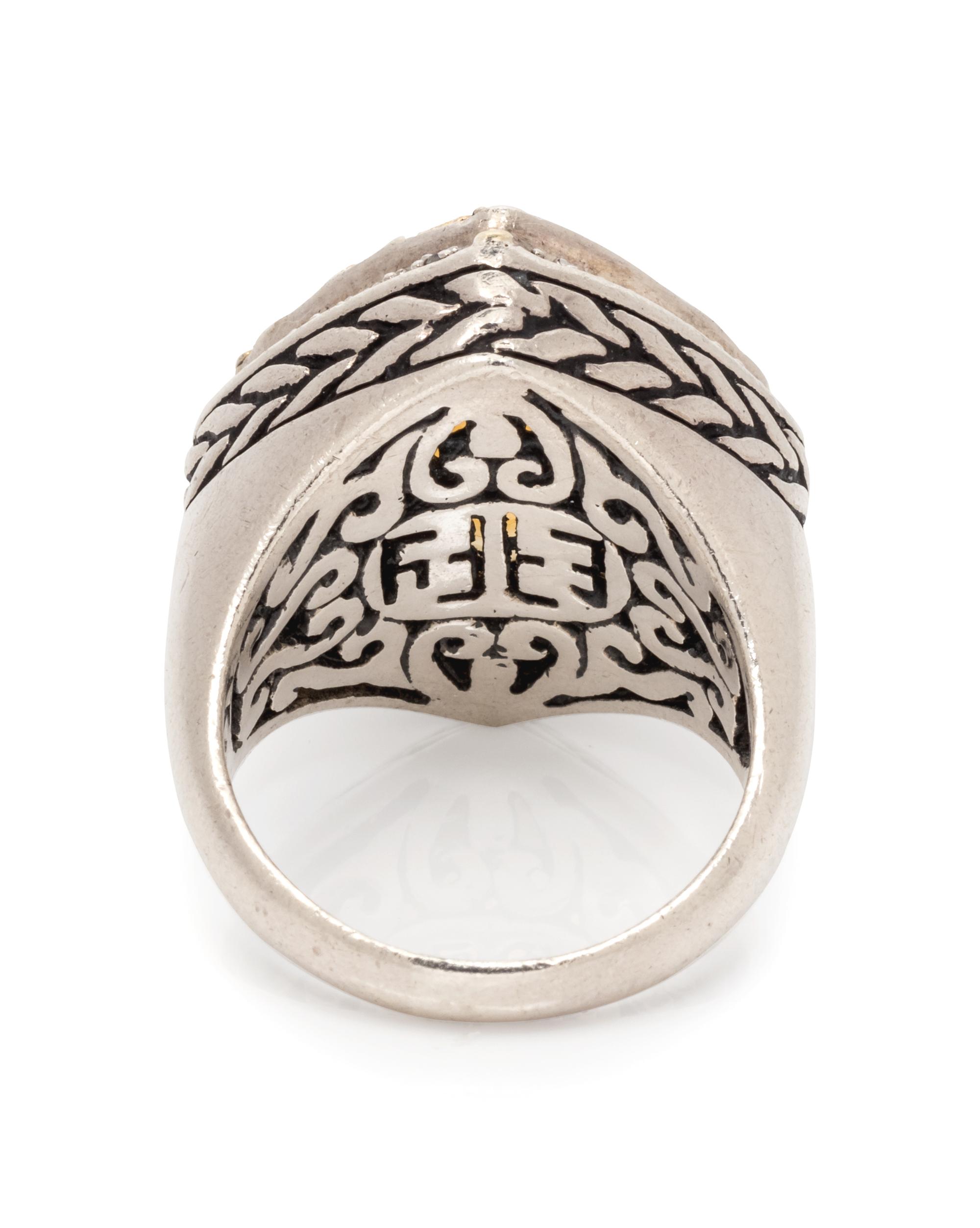 A Sterling Silver, 18 Karat Yellow Gold, Citrine, and Diamond Ring, Effy,
