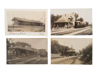 [RAILROADS]. Over 120 RPPCs & photographs of railroad stations, train depots, and roundhouses.