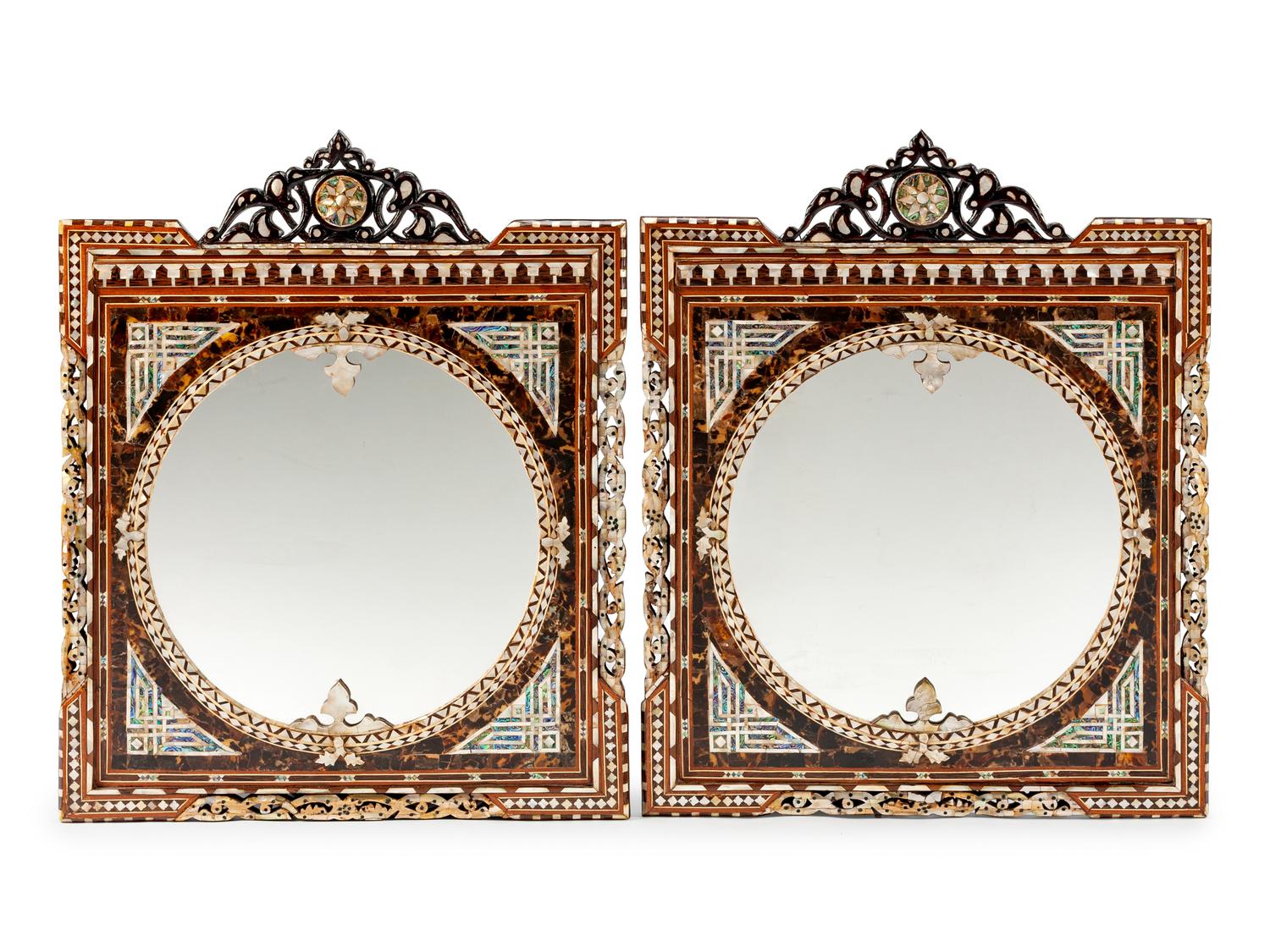 A Pair of Moorish Style Inlaid Mirrors