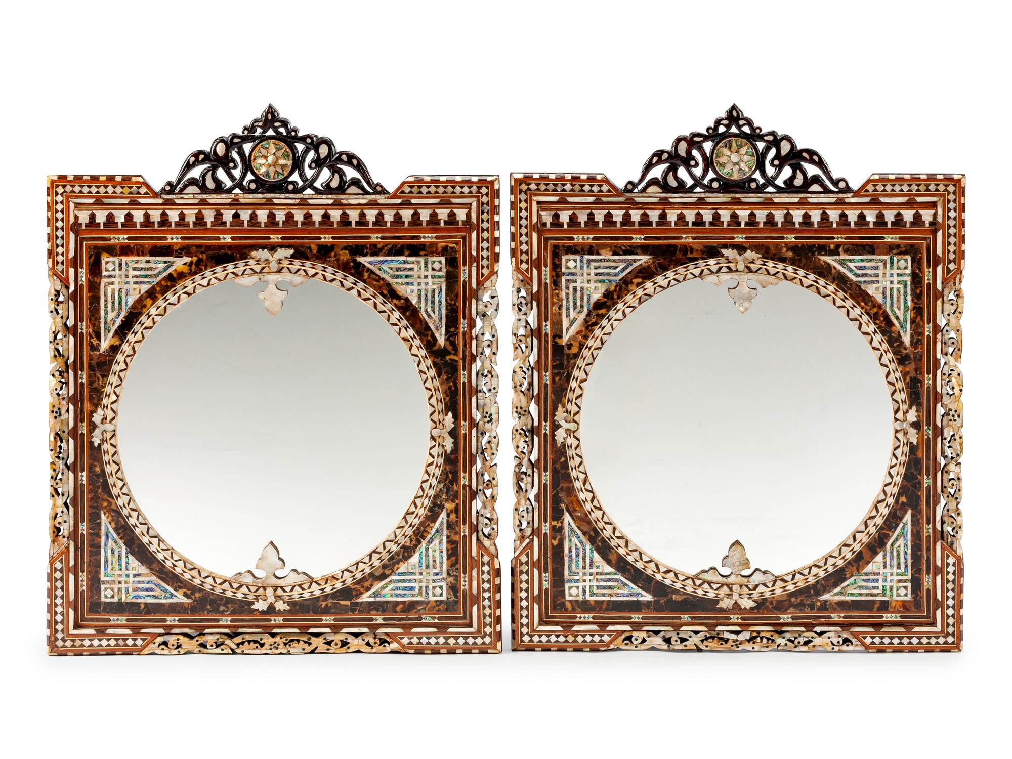A Pair of Moorish Style Inlaid Mirrors