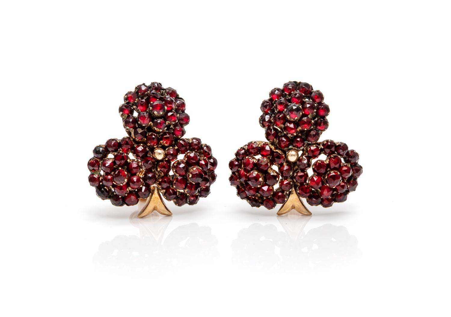 VICTORIAN, GARNET EARCLIPS