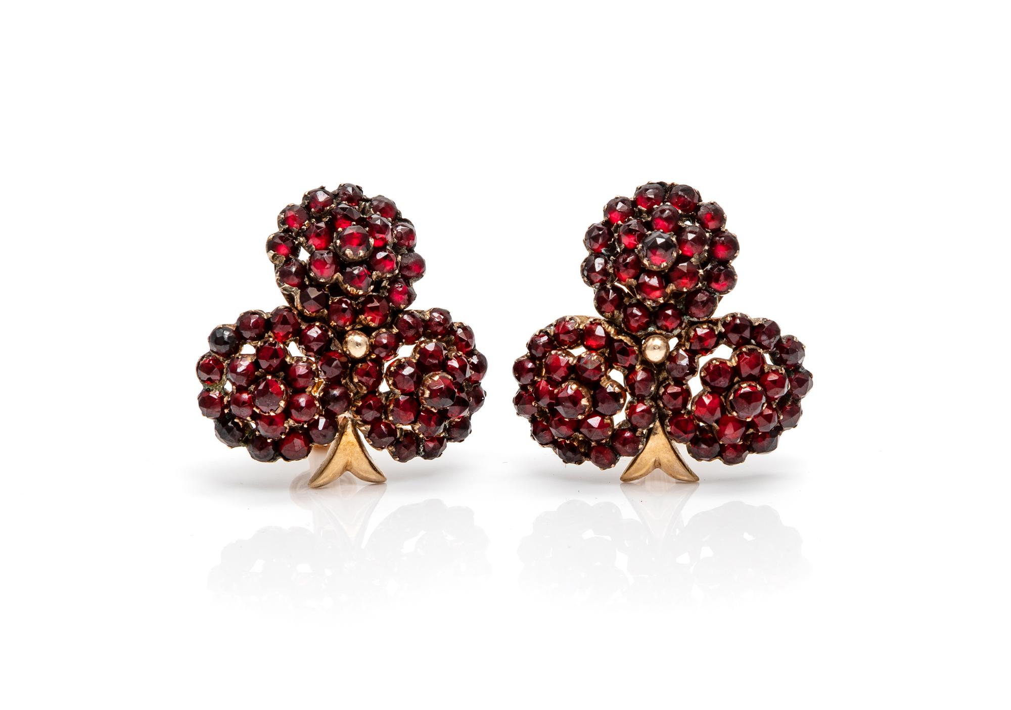VICTORIAN, GARNET EARCLIPS
