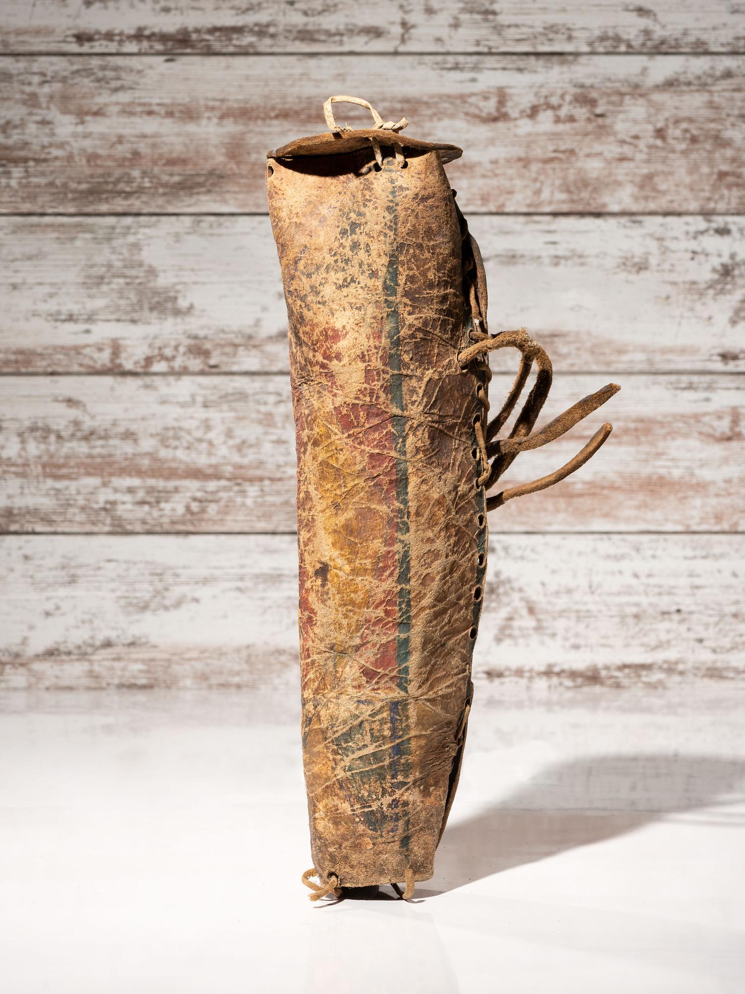 Early Northern Plains Buffalo Hide Parfleche Cylinder