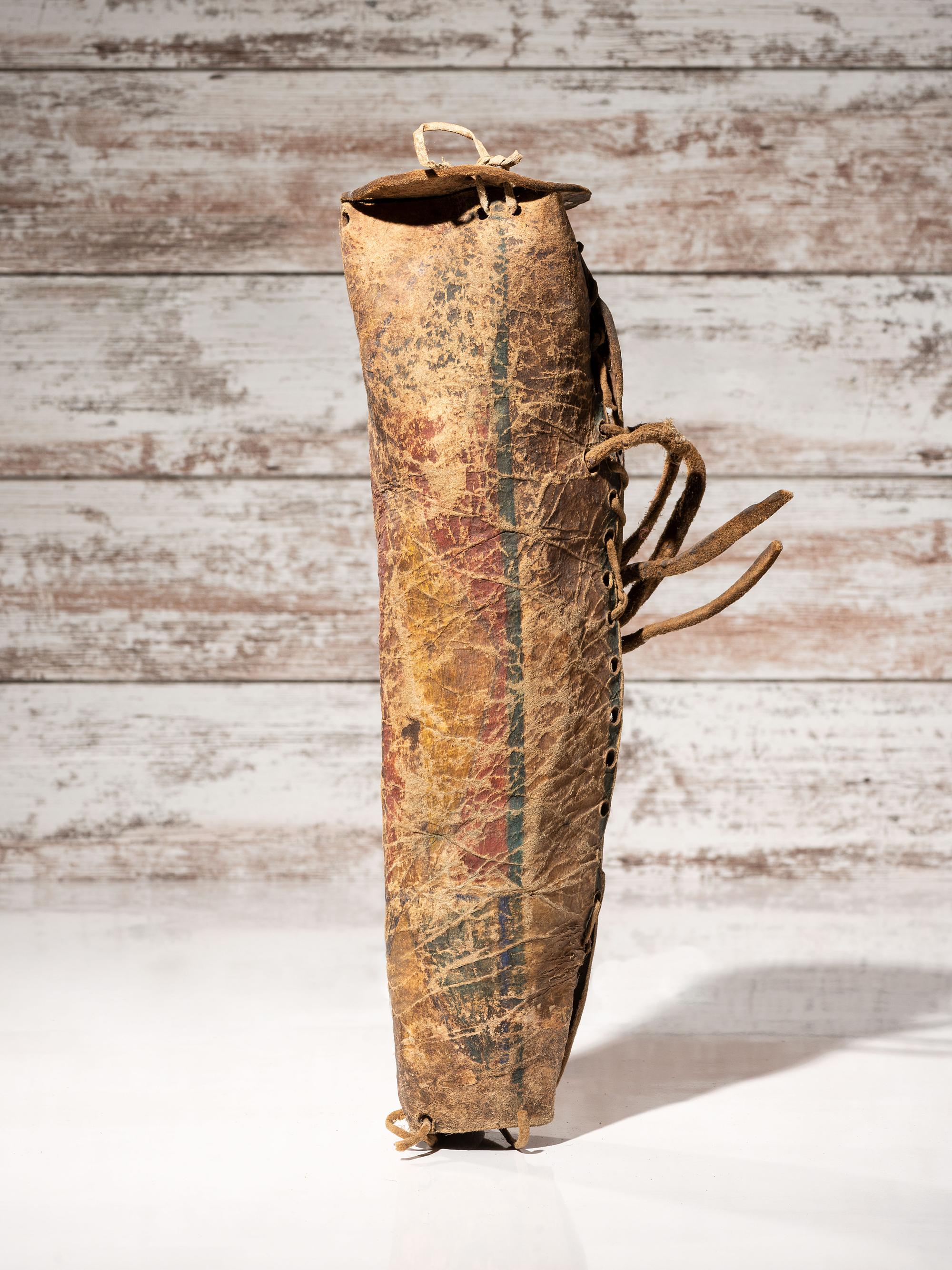 Early Northern Plains Buffalo Hide Parfleche Cylinder