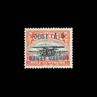 [SURCHARGE ERROR] BOLIVIA. Airmail. 1930. 10c. Vermillion and Black with Blue Surcharge (#C20a), Inverted Surcharge