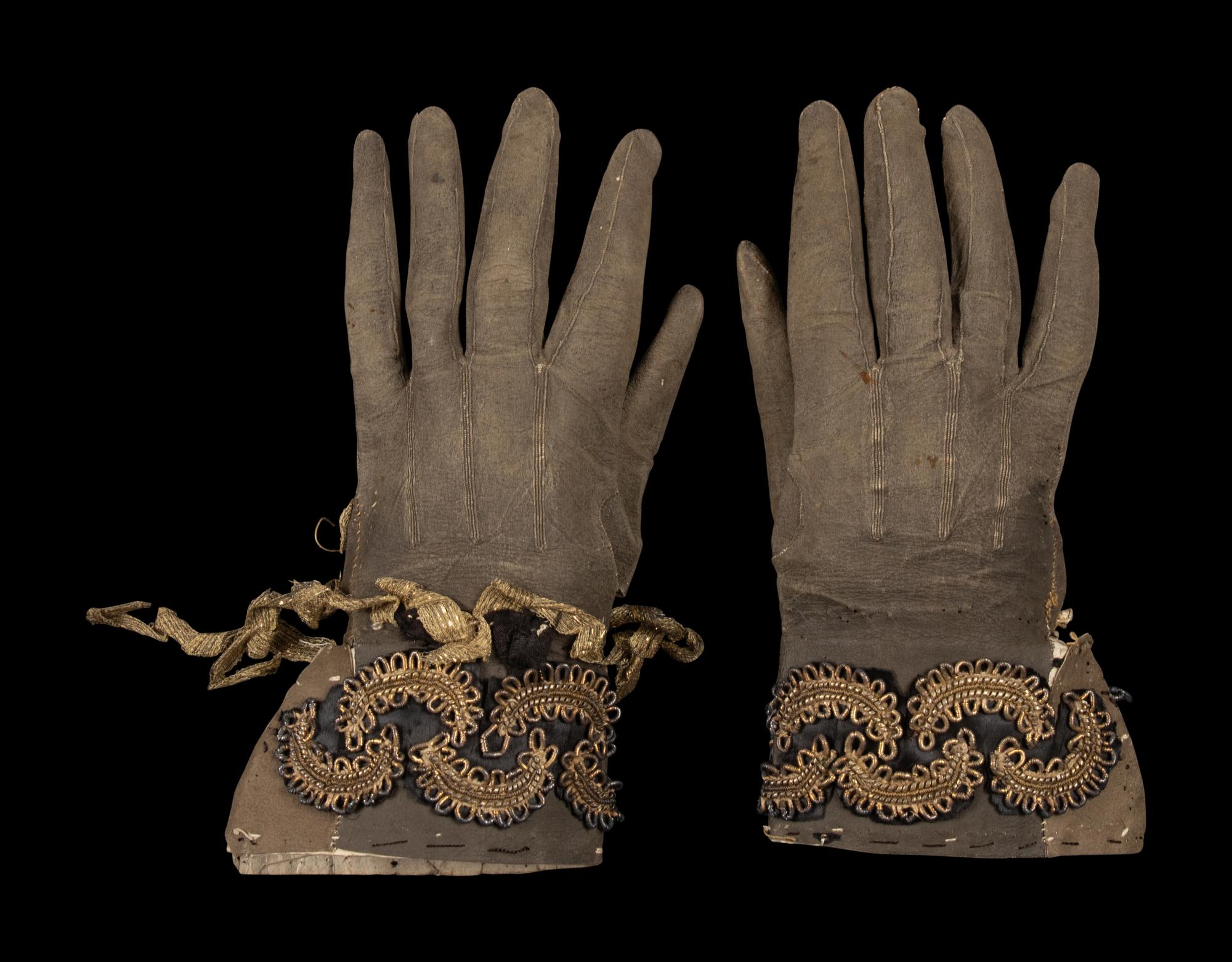 Two Textiles and One Pair of Gloves, 17th-18th Century