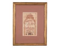 A Fraktur Bookplate Drawing for Simon Wistar, dated "April 4, 1821"