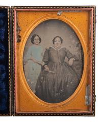 [EARLY PHOTOGRAPHY]. A pair of half plate daguerreotype portraits featuring a full-figured woman with a young girl comprising: