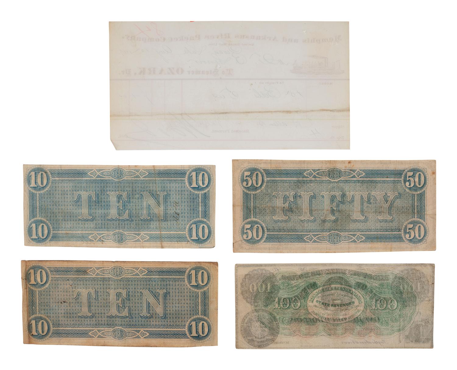 [CIVIL WAR]. Ephemera incl. Mississippi River from Cairo, Ill. to St. Mary's Mo. in VI Sheets, 1865.