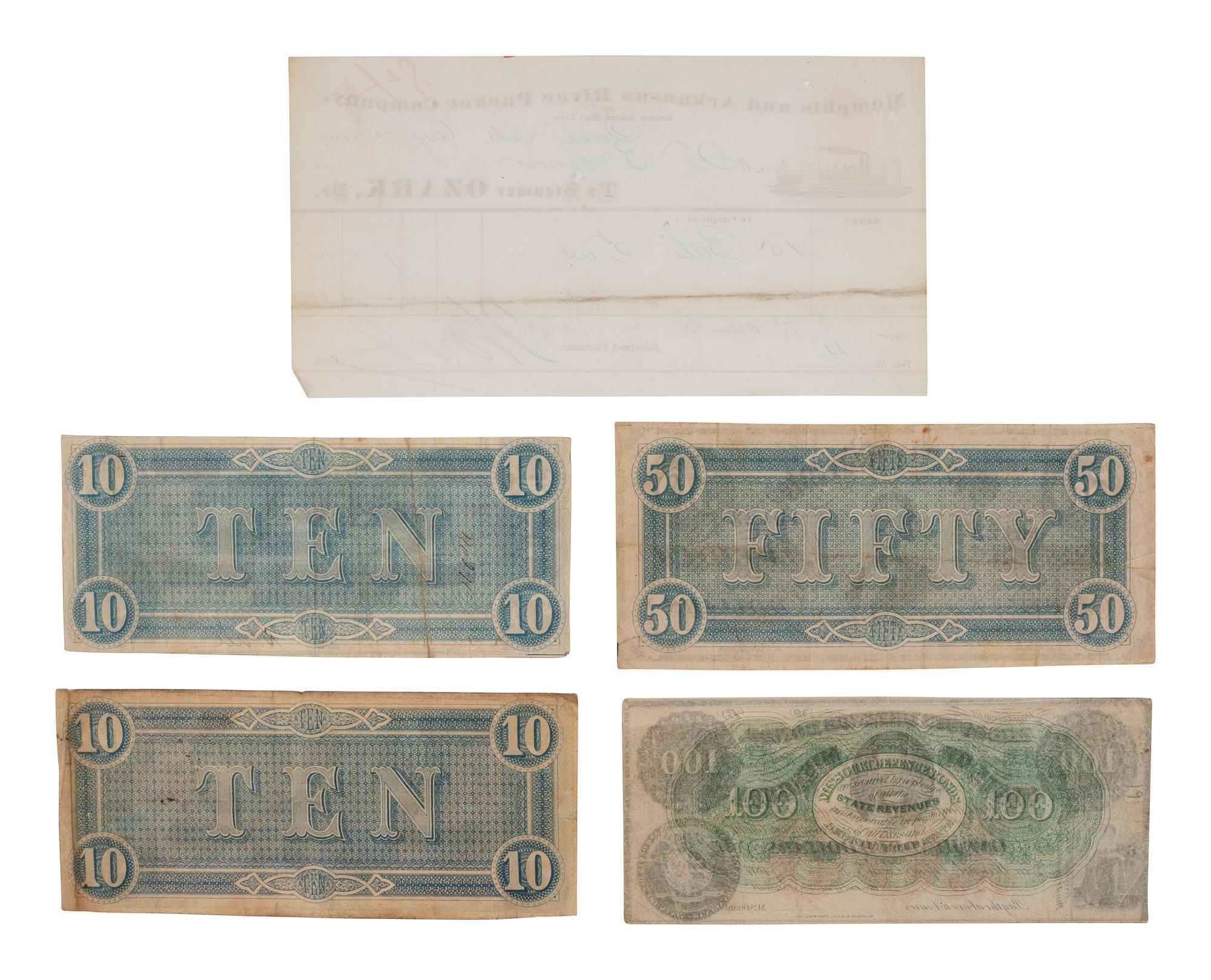 [CIVIL WAR]. Ephemera incl. Mississippi River from Cairo, Ill. to St. Mary's Mo. in VI Sheets, 1865.