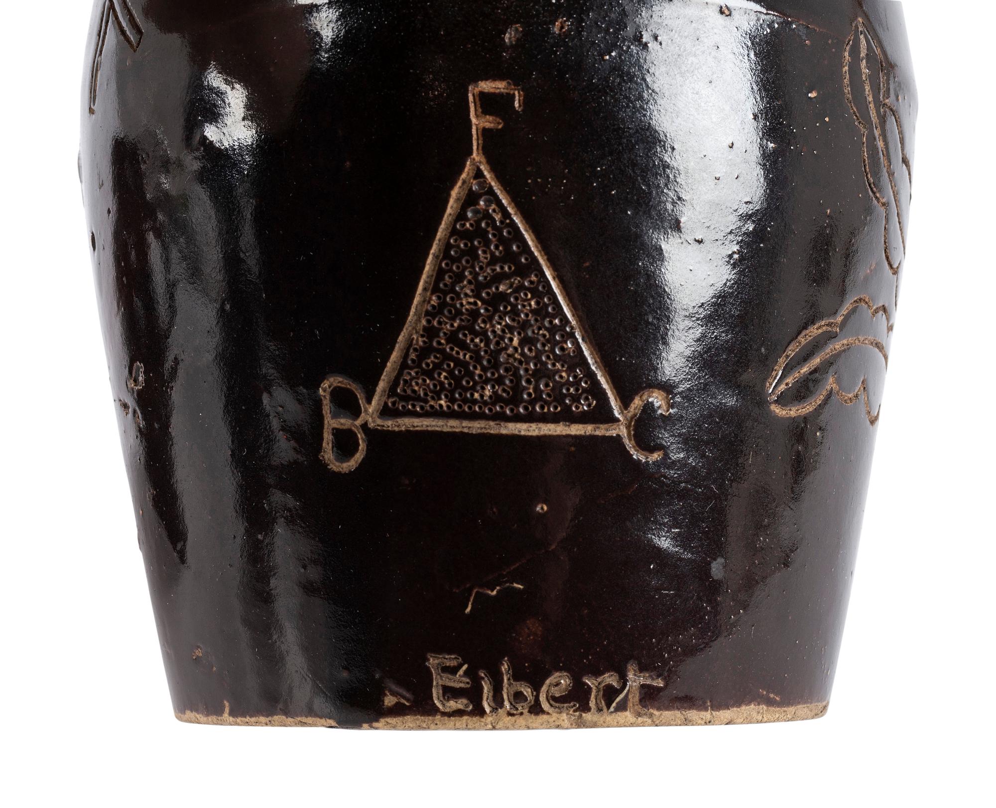 Three Pieces of Ohio Scrafitto-Inscribed Albany Slip Stoneware