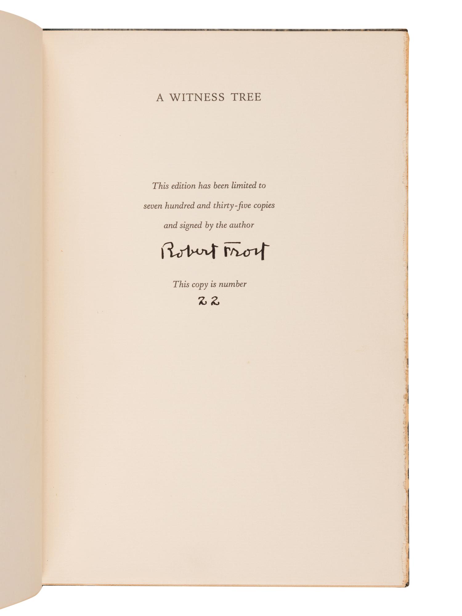 [KAUFMAN, Enit Zerner (1897-1961), her copies]. FROST, Robert (1874-1963). A Witness Tree. KAUFMAN, Enit Zerner (1897-1961), illustrator. New York: Henry Holt & Company, 1942.