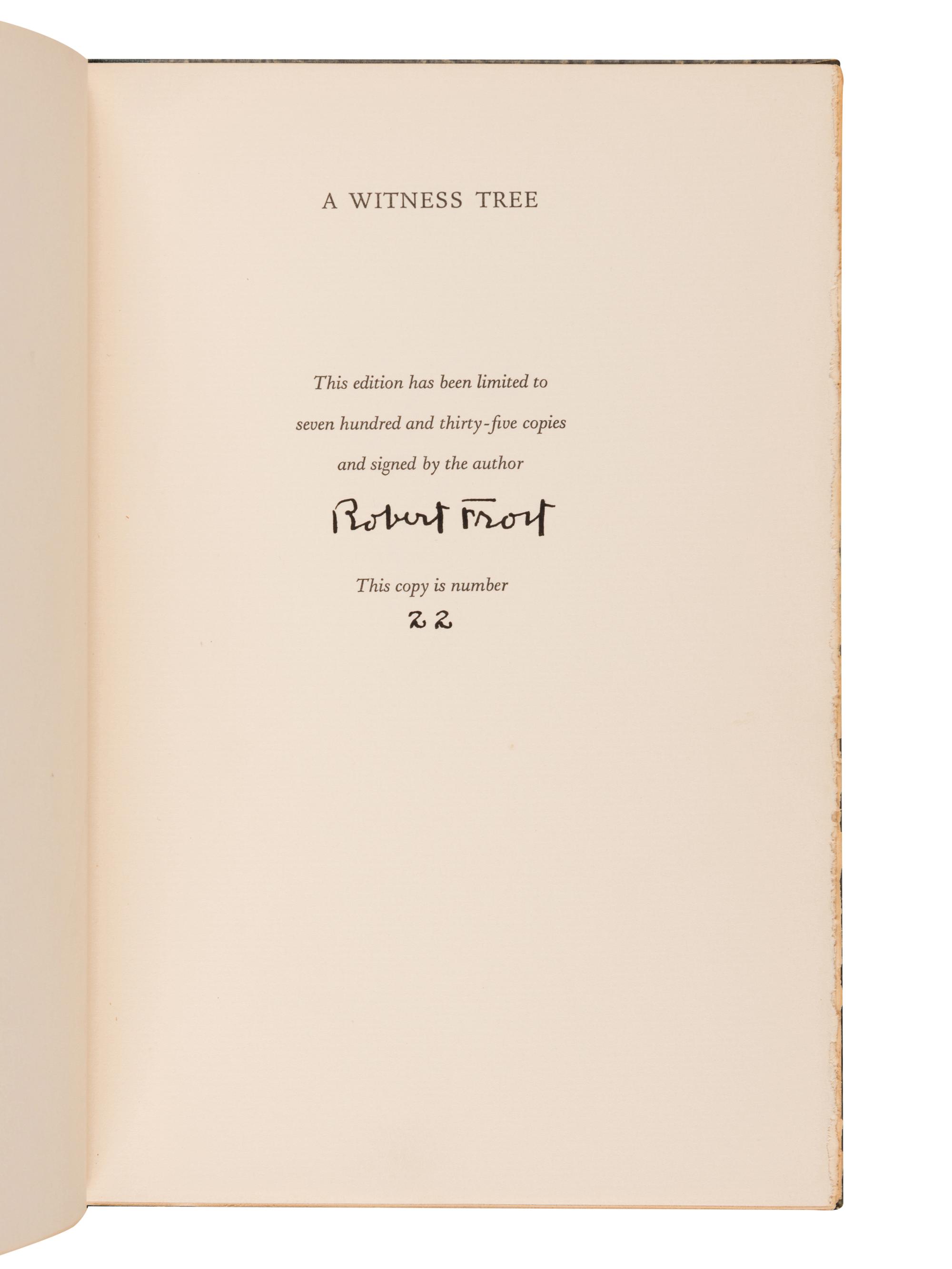 [KAUFMAN, Enit Zerner (1897-1961), her copies]. FROST, Robert (1874-1963). A Witness Tree. KAUFMAN, Enit Zerner (1897-1961), illustrator. New York: Henry Holt & Company, 1942.