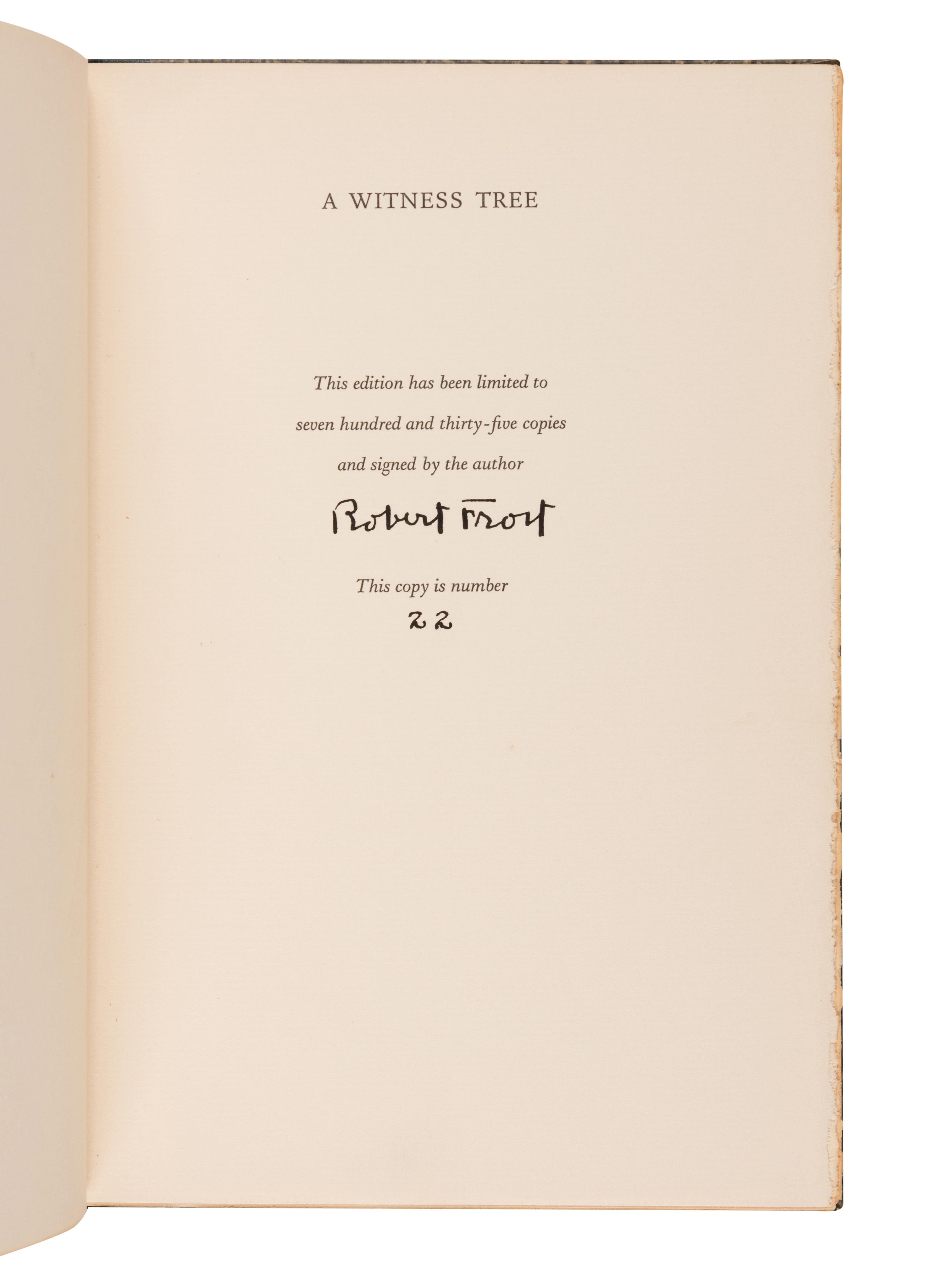 [KAUFMAN, Enit Zerner (1897-1961), her copies]. FROST, Robert (1874-1963). A Witness Tree. KAUFMAN, Enit Zerner (1897-1961), illustrator. New York: Henry Holt & Company, 1942.