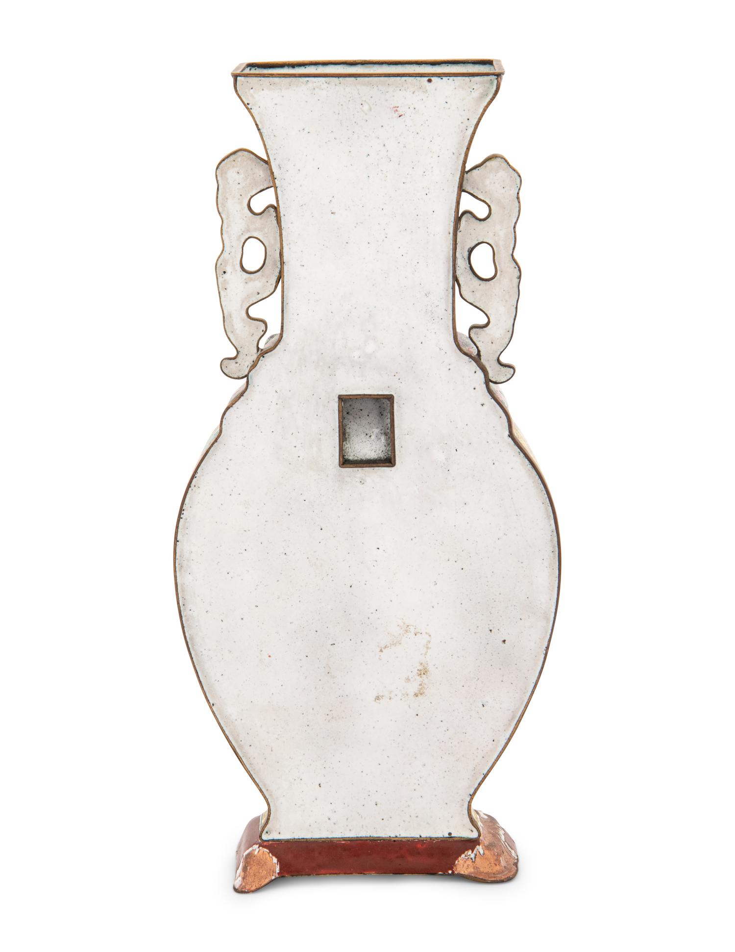A Canton Enamel 'Horses' Wall Vase