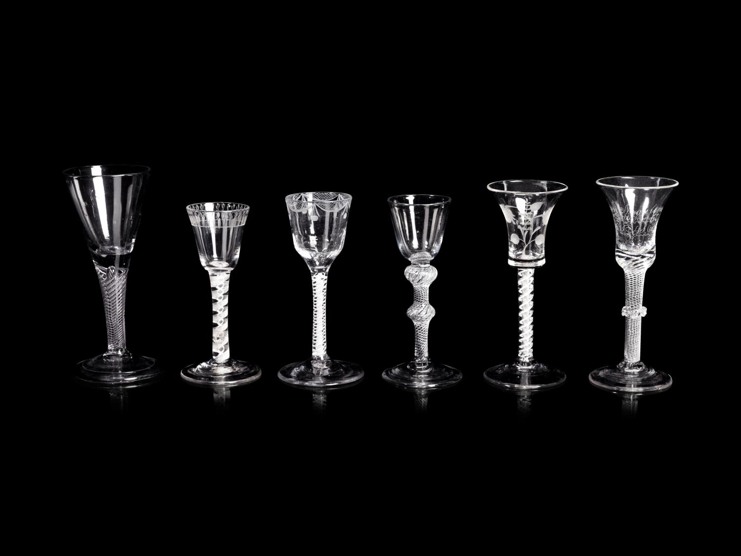A Collection of English Twist-Stem Wine Glasses