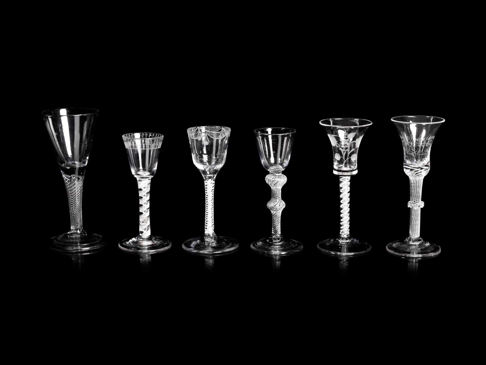A Collection of English Twist-Stem Wine Glasses
