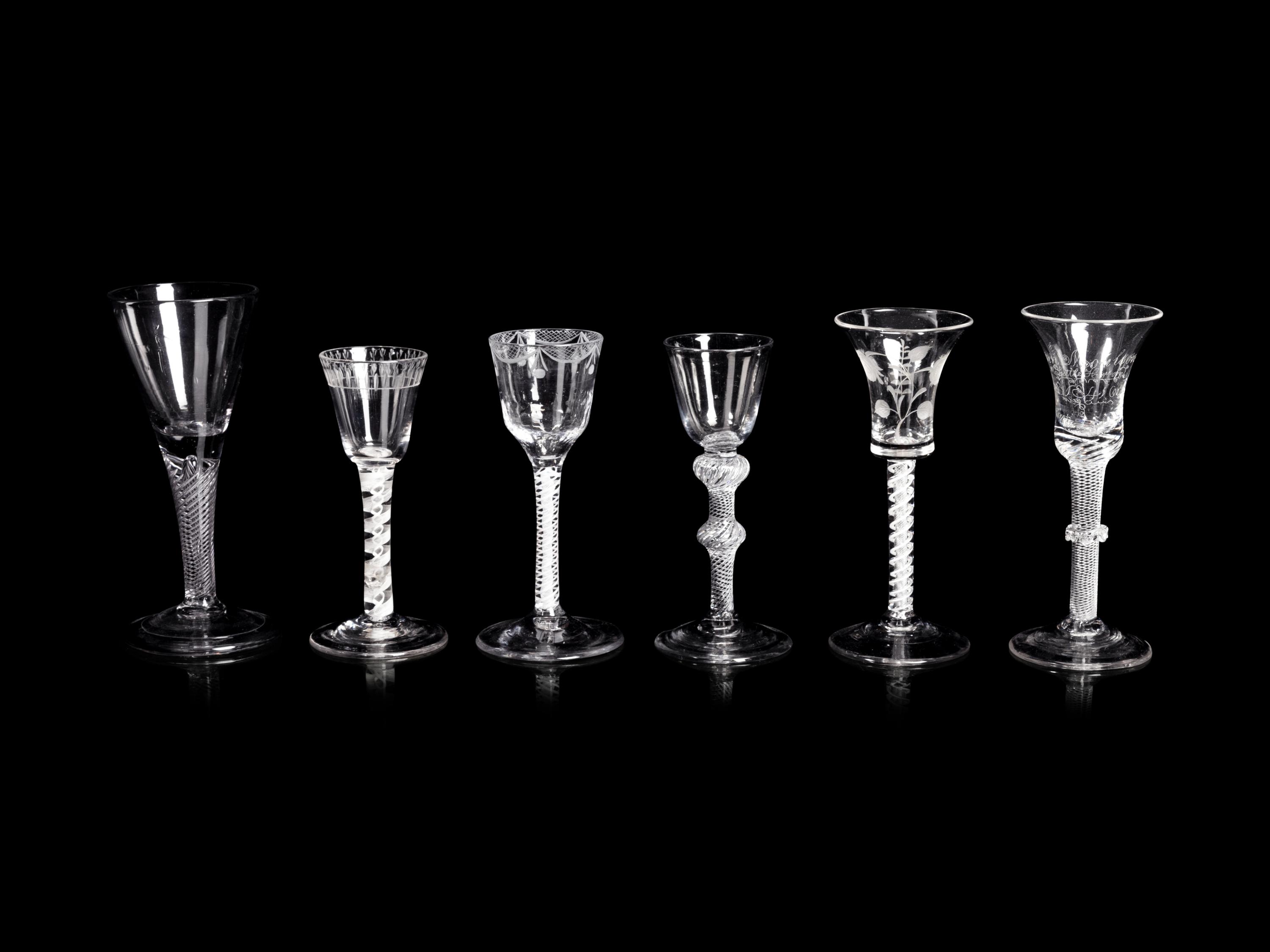 A Collection of English Twist-Stem Wine Glasses