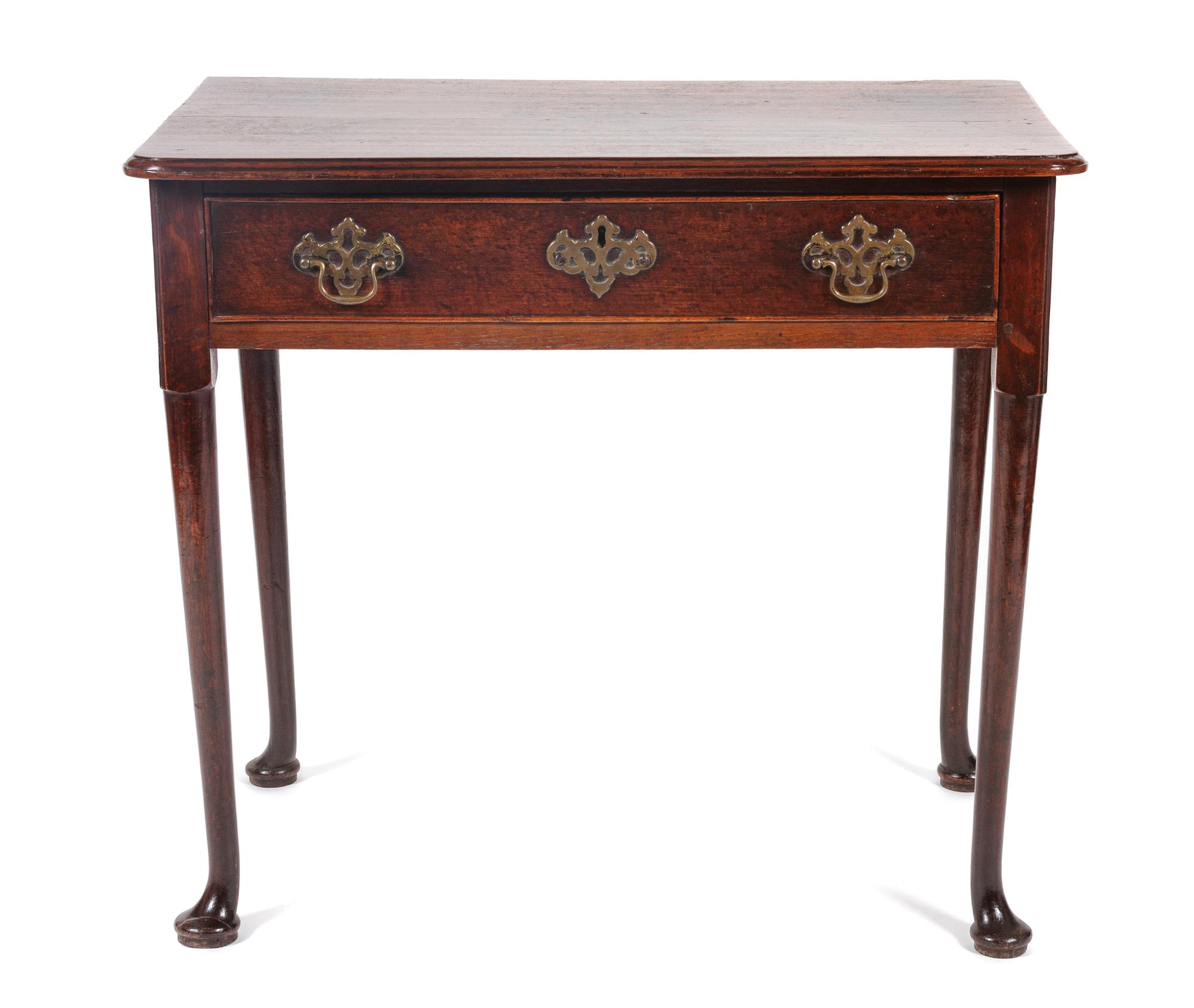 A Queen Anne Oak Writing Table Height 28 x width 31 3/4 x depth 19 inches. — 18TH CENTURY