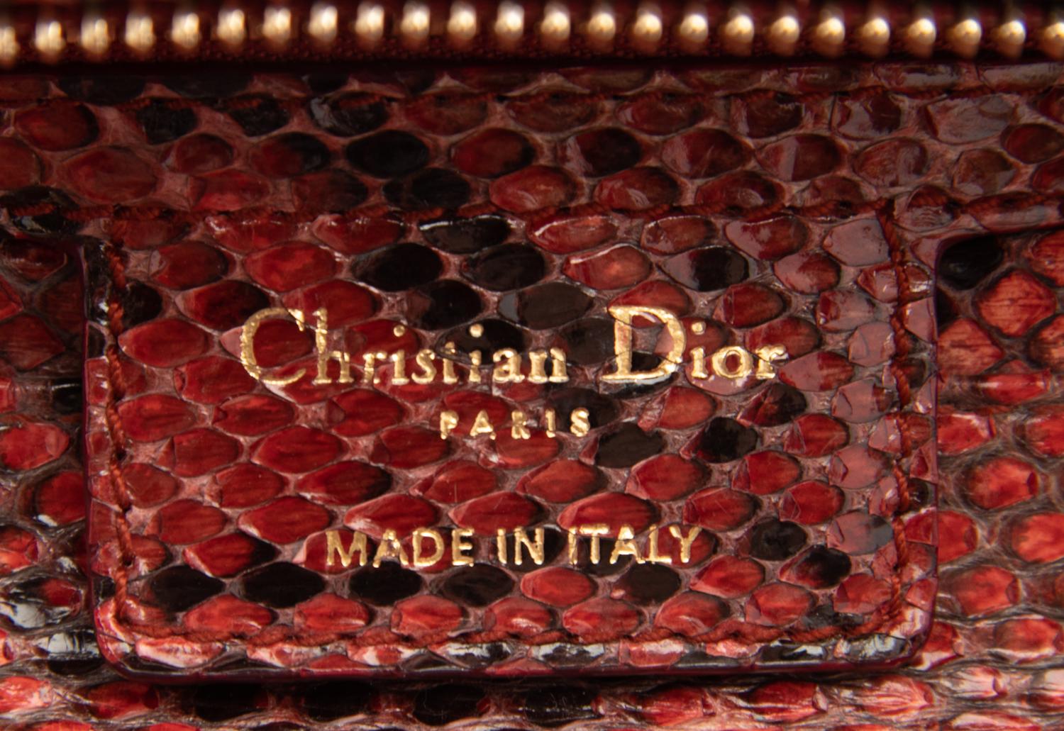Christian Dior Red and Tan Python Medium Lady Dior Bag, 2009