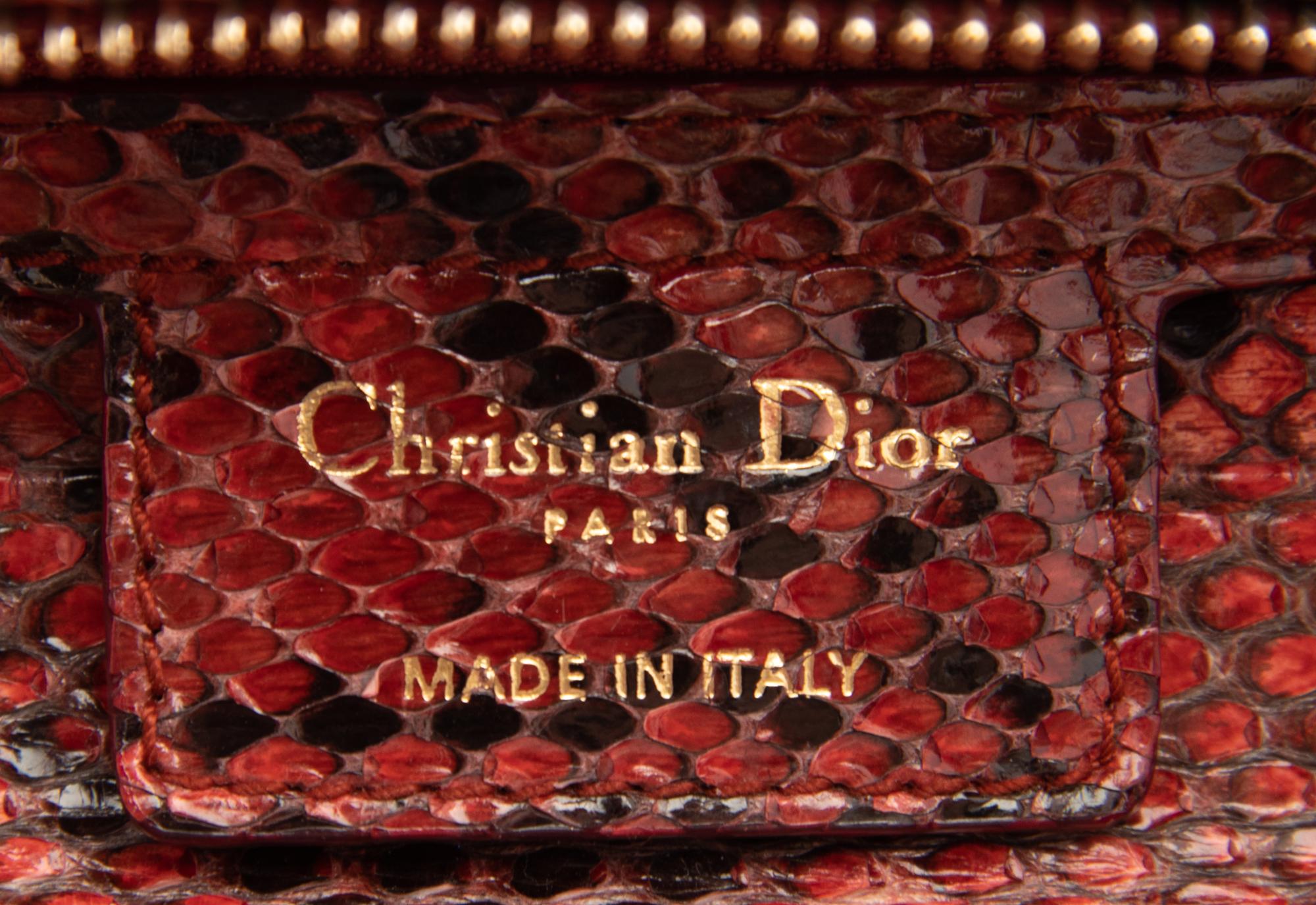 Christian Dior Red and Tan Python Medium Lady Dior Bag, 2009