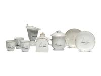 A Chinese Export Porcelain Nine-Piece Grisaille Tea Service