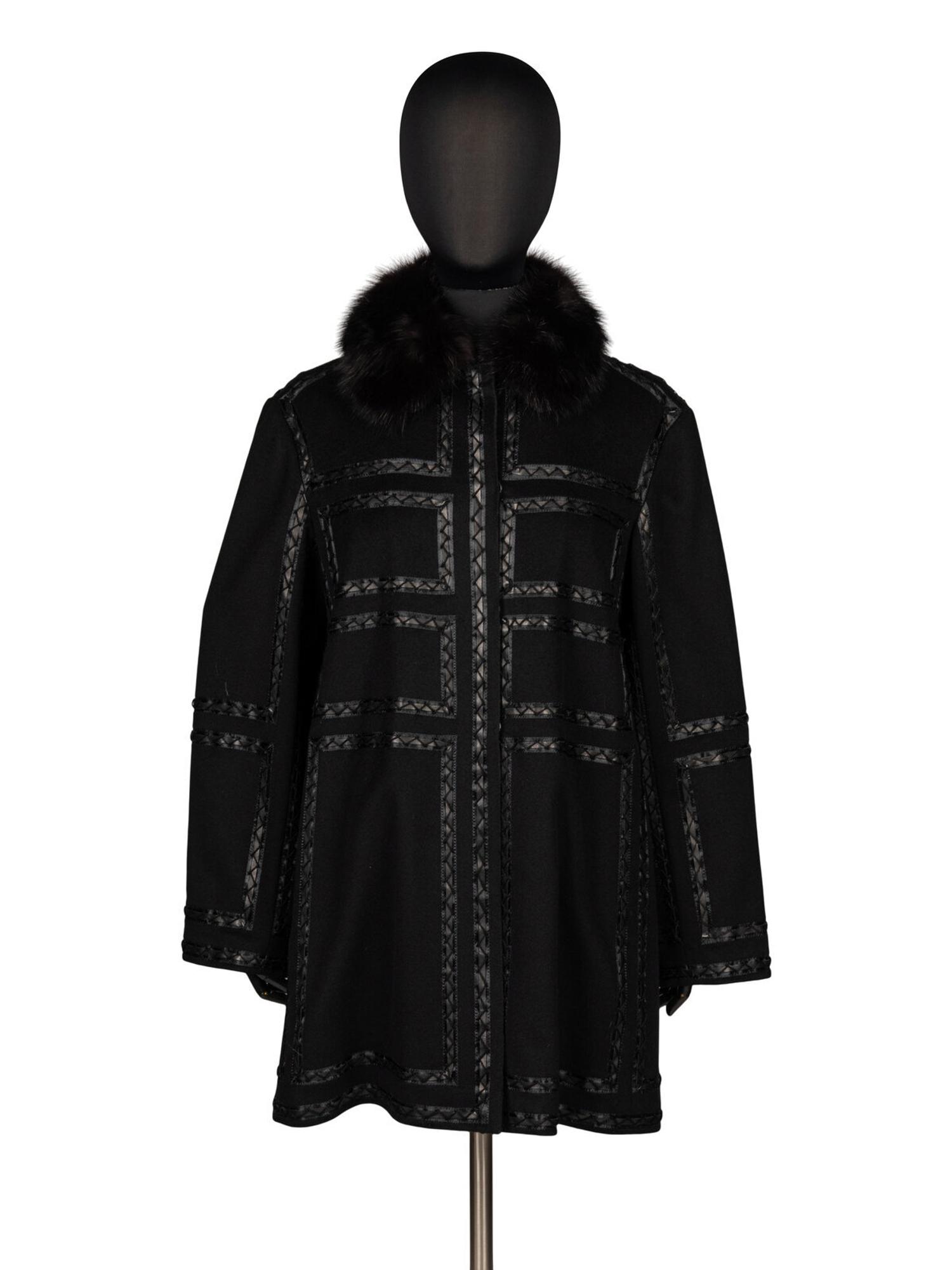J. Mendel, Cashmere Coat with Leather & Sable Trim