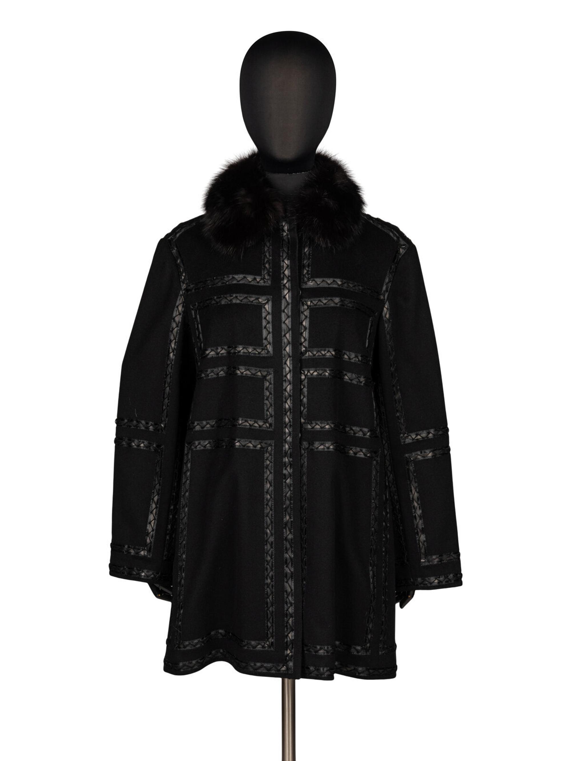 J. Mendel, Cashmere Coat with Leather & Sable Trim
