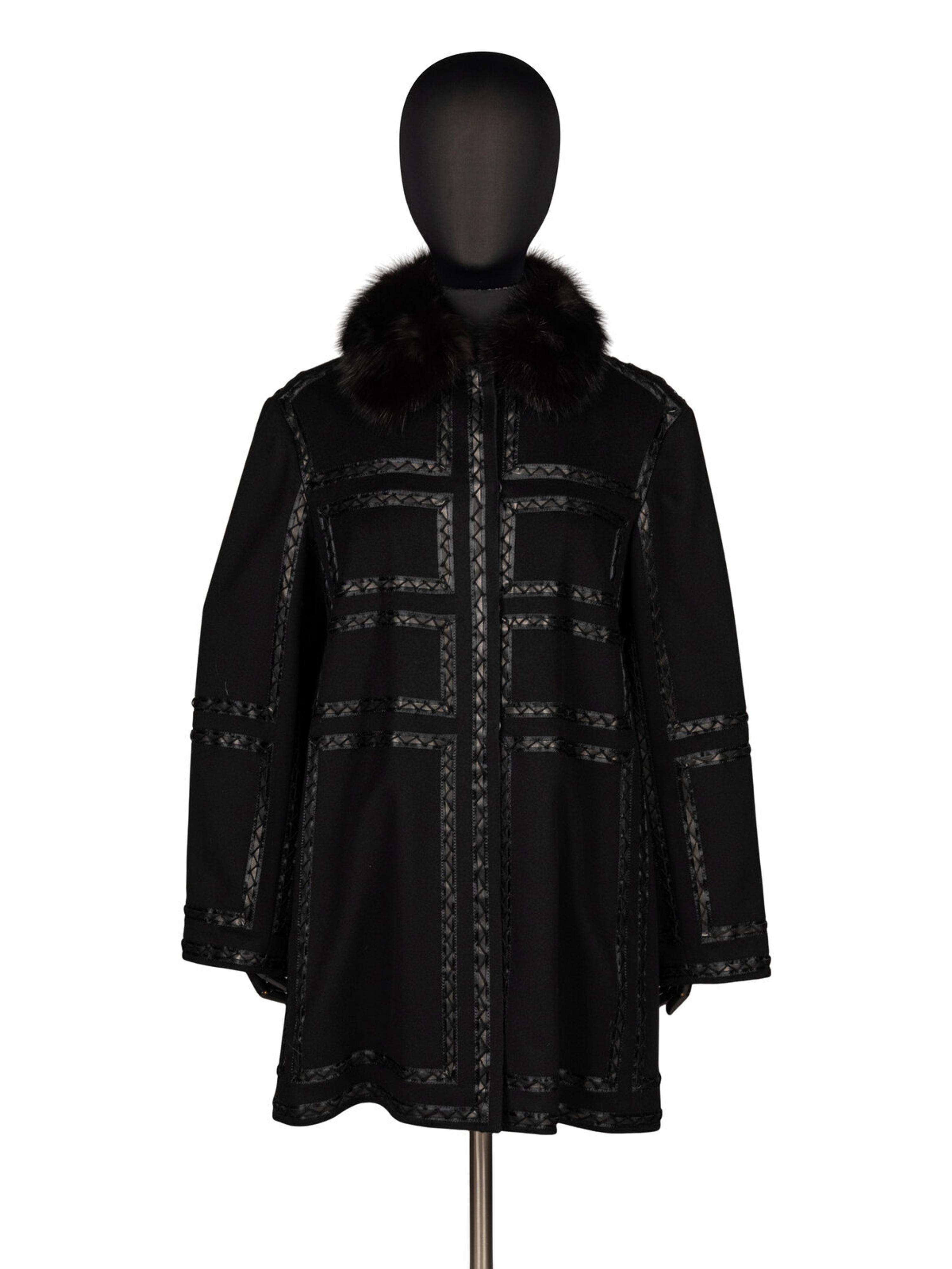 J. Mendel, Cashmere Coat with Leather & Sable Trim