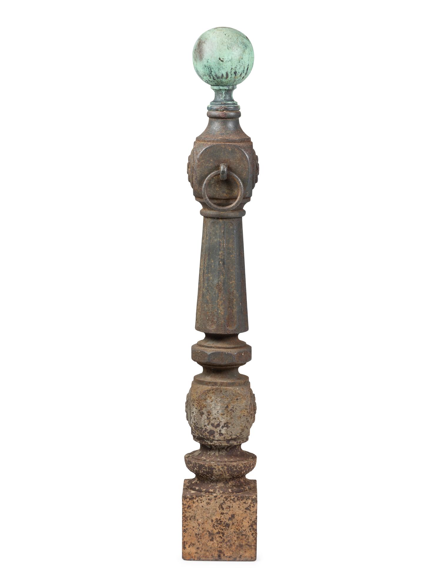 A Cast-Iron Hitching Post with Copper Finial