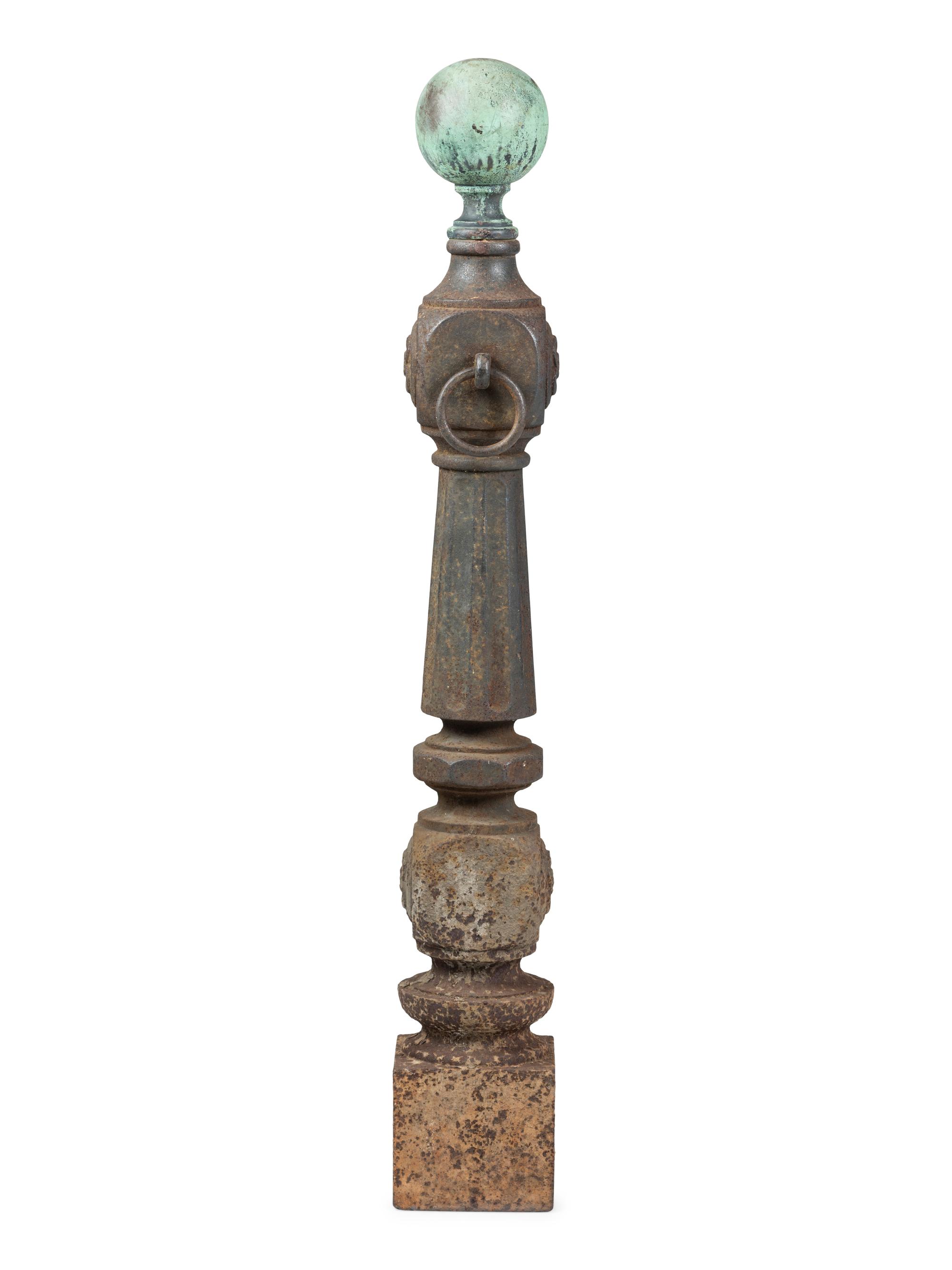 A Cast-Iron Hitching Post with Copper Finial