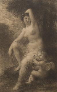Henri Fantin-Latour (French, 1836–1904) — Original Lithographic Stone for Vénus et l'Amour (petite planche)