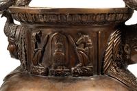 A Pair of Large Egyptian Revival Style Bronze Vases